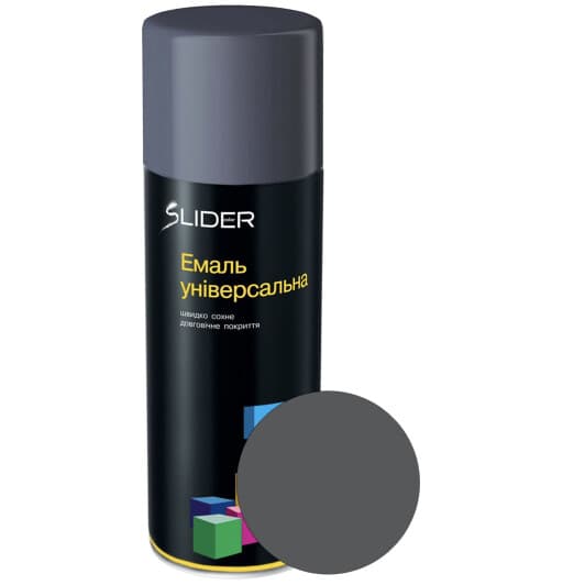 Аерозольна фарба Slider темно-сіра RAL 7024 глянсова 400 мл