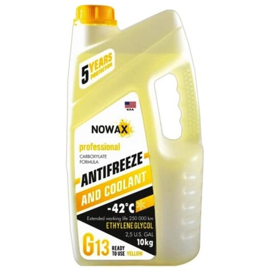 Nowax G13 жовтий -42 °C, 10 л (nx10007) готовий антифриз