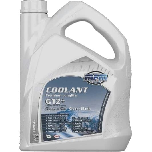 MPM Long Life Premium Coolant G12+ безбарвний -40 °C, 5 л (86005CBL) готовий антифриз