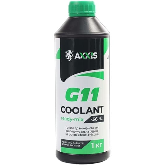 Axxis Coolant Ready-Mix G11 зелений -36 °C, 1 л готовий антифриз