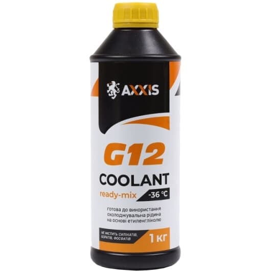 Axxis Coolant Ready-Mix G12 желтый -36 °C, 1 л готовый антифриз
