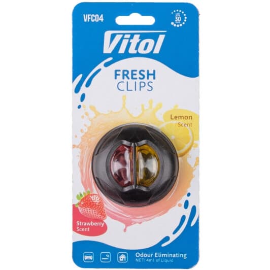 Ароматизатор Vitol Fresh Clips Strawberry + Lemon 4 мл