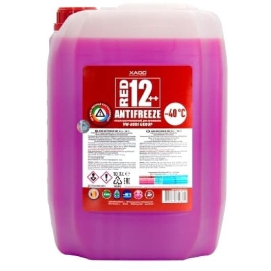 Xado (пластик) G12++ красный -40 °C, 10 л (XA53409) готовый антифриз