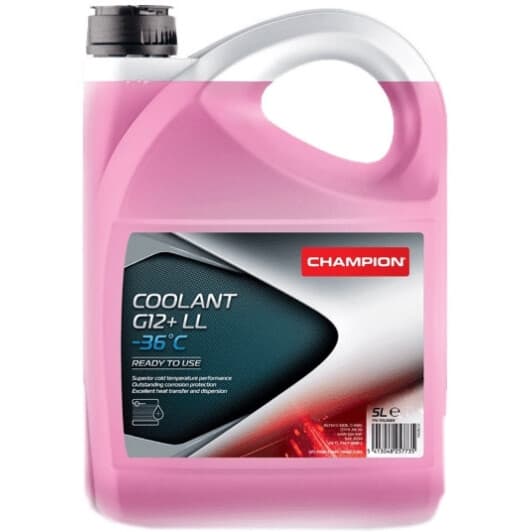 Champion Coolant LL G12+ розовый -36 °C, 5 л (1052669) готовый антифриз