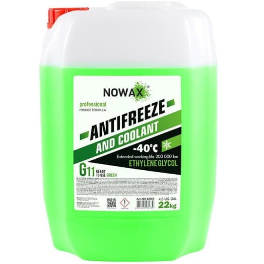 Nowax G11 зелений -40 °C, 20 л (NX22003) готовий антифриз