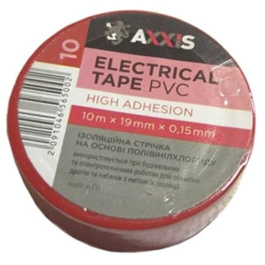 Изолента Axxis 48391046565 красная ПВХ 19 мм x 10 м
