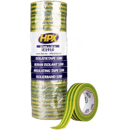 Ізоляційна стрічка HPX IE1910 жовто-зелена ПВХ 19 мм x 10 м