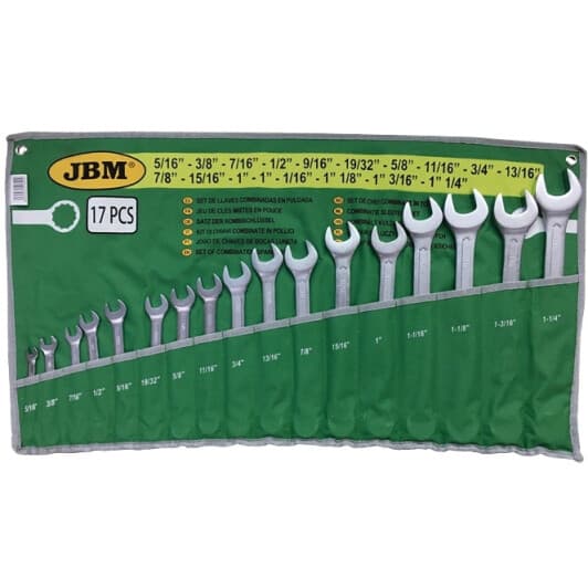 Набір ключів ріжково-накидних JBM 51890 5/16"-1"1/4 17 шт