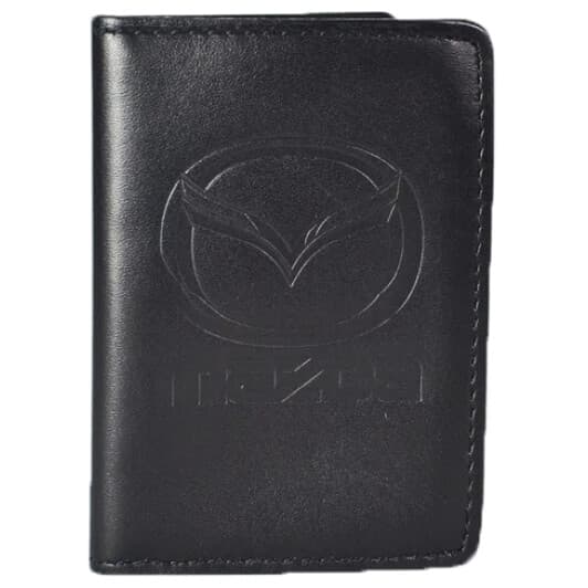 Обкладинка для прав і техпаспорта Poputchik 5071-038 з логотипом Mazda колір чорний