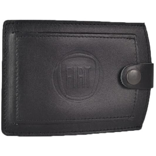 Обкладинка для прав і техпаспорта Poputchik 5072-026 з логотипом Fiat колір чорний