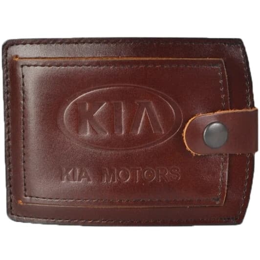 Обложка для прав и техпаспорта Poputchik 5072-029P с логотипом KIA цвет коричневый