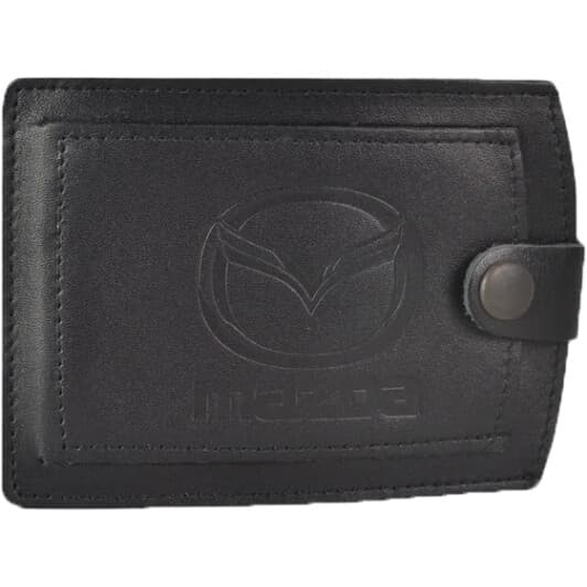 Обкладинка для прав і техпаспорта Poputchik 5072-038 з логотипом Mazda колір чорний