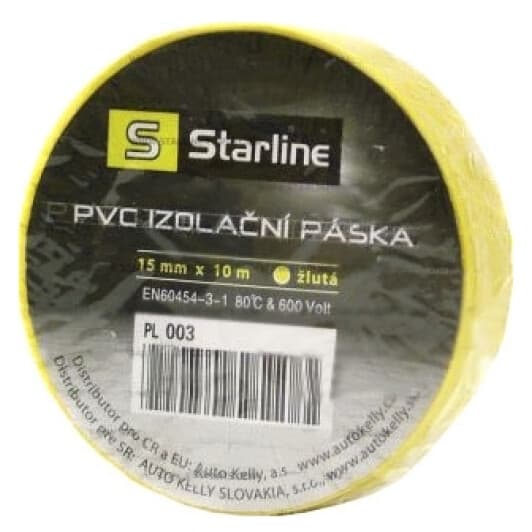 Изолента Starline PL003 желтая ПВХ 15 мм х 10 м