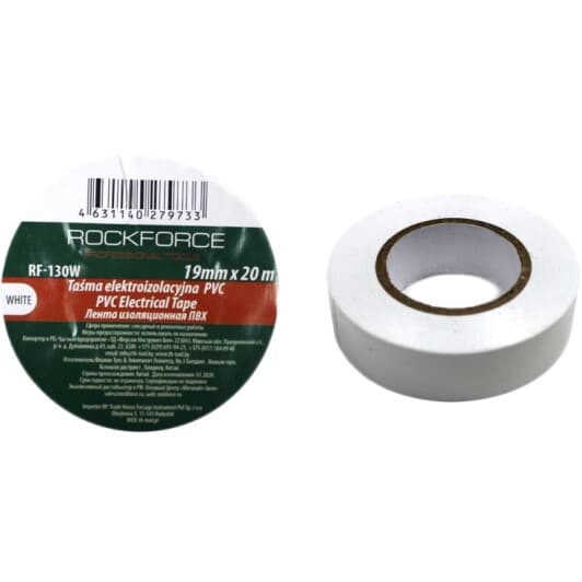 Изолента Rockforce rf130w белая ПВХ 19x20