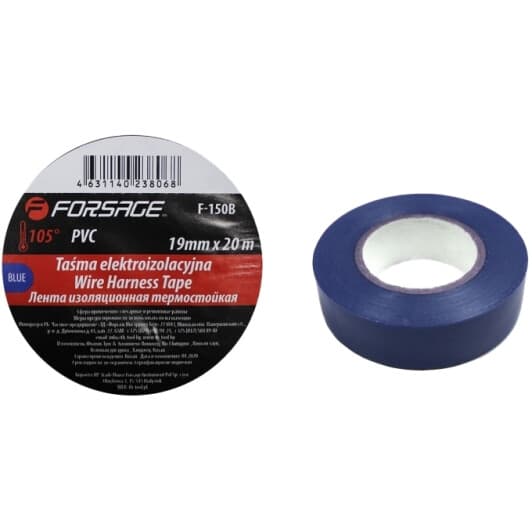 Ізоляційна стрічка Forsage f150b синя ПВХ 19 мм х 20 м