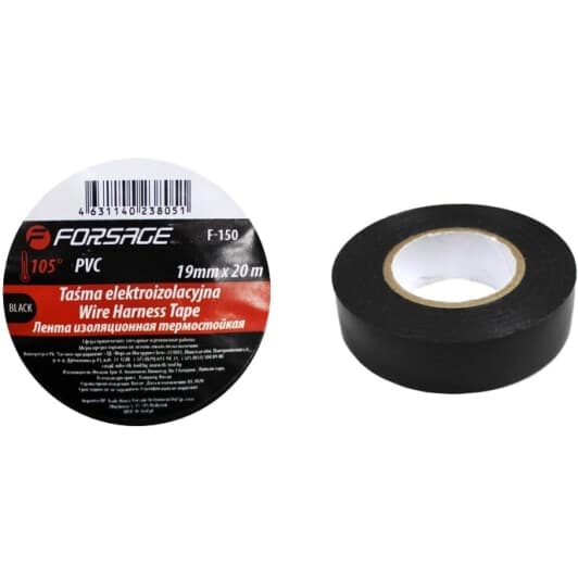 Изолента Forsage F150 черная ПВХ 19x20