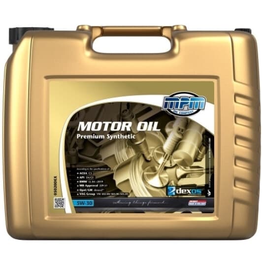 MPM Premium Synthetic GM DEXOS 2 5W-30 (20 л) моторное масло