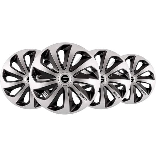 Комплект колпаков на колеса Sparco Sicilia цвет серебристый + черный R16