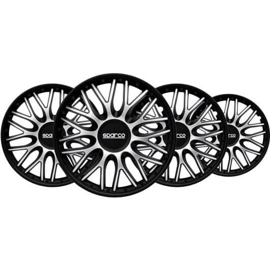 Комплект ковпаків на колеса Sparco Roma колір чорний + сріблястий R15
