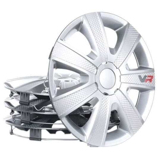 Комплект ковпаків на колеса Argo VR колір білий з карбоновою обробкою R16