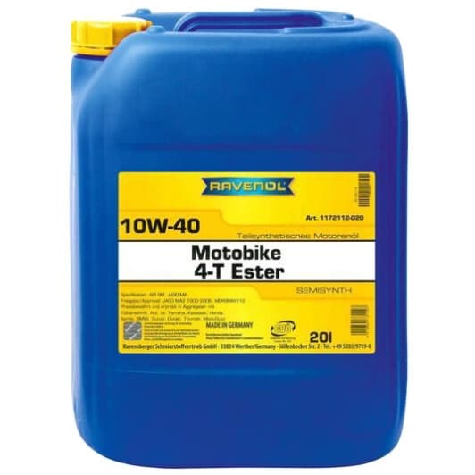 4T Ravenol Motobike Ester 10W-40, 20 л (1172112020) моторна олива 4T