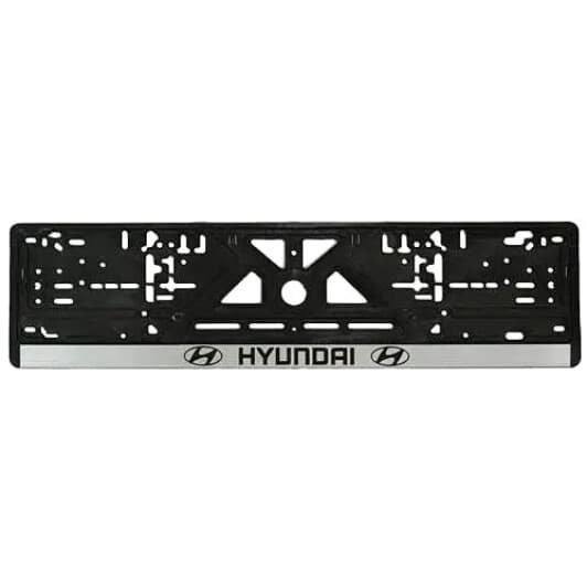 Рамка номерного знака Штурмовик 13004 цвет чёрный с серебристым на Hyundai