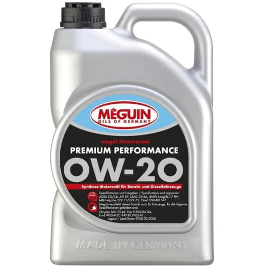 Meguin Motorenoel Premium Performance 0W-20 (4 л) моторное масло