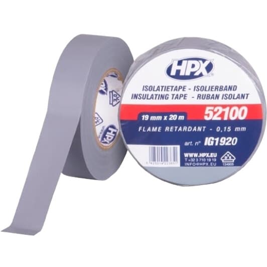 Изолента HPX IG1920 серый ПВХ