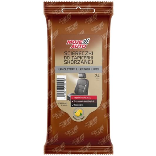 Серветки Moje Auto Upholstery & Leather Wipes 19-643 з нетканого матеріалу 24 шт