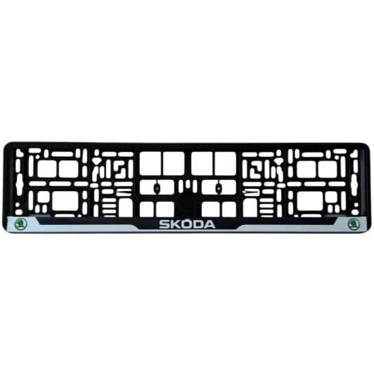 Рамка номерного знака Poputchik 24-115-IS чёрный с серым Skoda