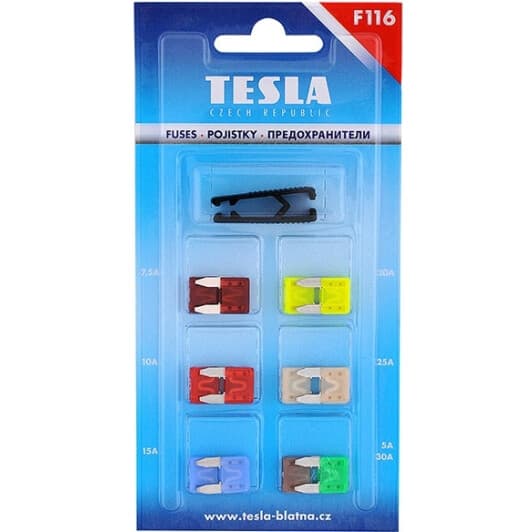 Набір запобіжників з екстрактором TESLA BLATNA F116.000.000 FN mini 12 шт.