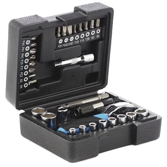 Набор бит и торцевых головок с держателем и трещоткой Apro 251431 26 шт.