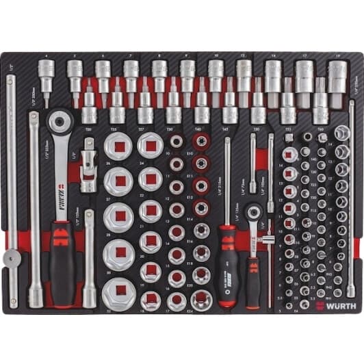 Набор торцевых головок и комплектующих Würth 0965905922 1/2", 1/4" (108 пр.)