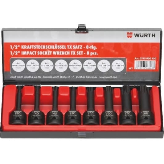 Набір торцевих головок Würth 0715900100 1/2" (8 пр.)