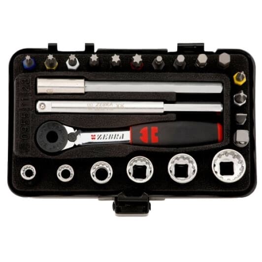 Набор бит и торцевых головок с трещоткой Würth Zebra 09651123 19 шт.