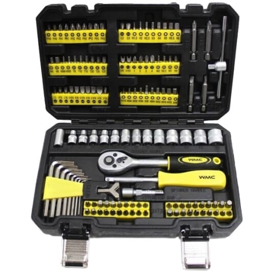 Набор бит и торцевых головок с держателем и трещоткой WMC Tools 20130 104 шт.