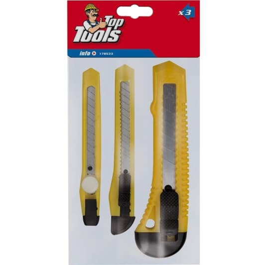 Набір ножів канцелярських Top Tools 17B533 сегментоване лезо 3 шт.