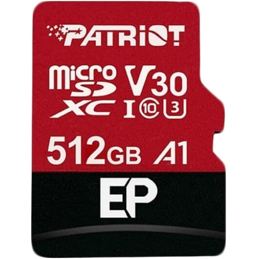 Карта пам’яті Patriot EP Series microSDXC 512 ГБ з SD-адаптером