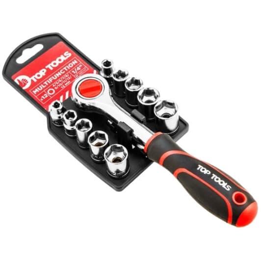 Набор торцевых головок и комплектующих Top Tools 38D147 1/4" (11 пр.)