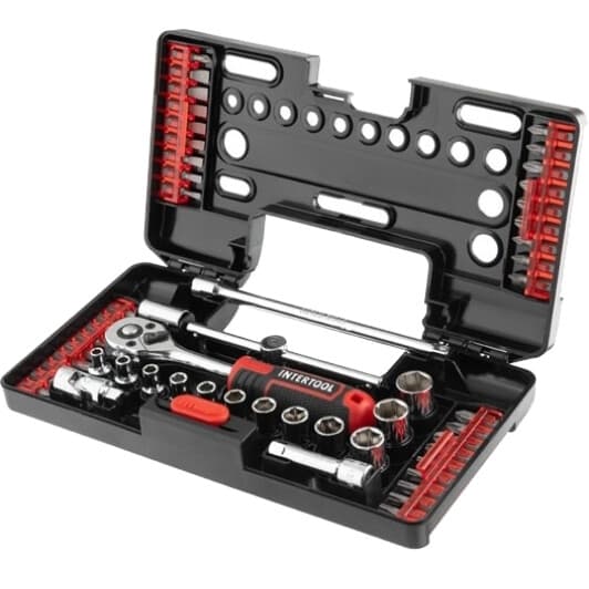 Набор бит и торцевых головок с трещоткой Intertool Storm VT-3657 48 шт.