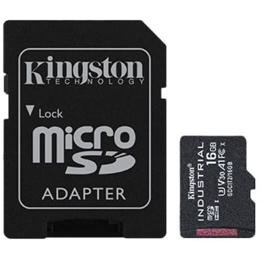 Карта пам’яті Kingston Industrial2 microSDHC 16 ГБ з SD-адаптером