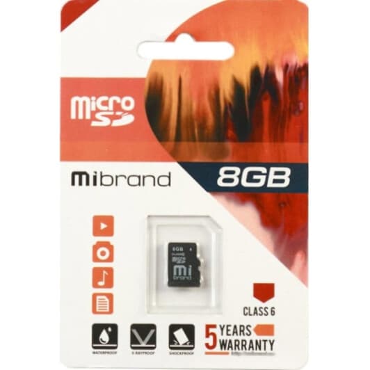 Карта памяти Mibrand Class 6 MicroSD 8 ГБ