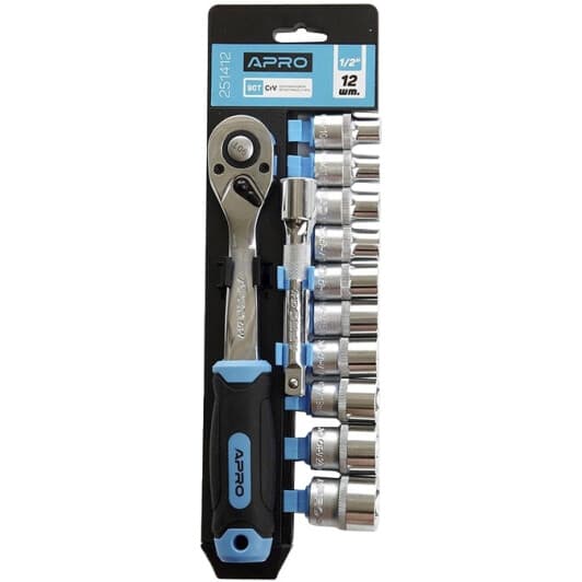 Набір торцевих головок та компонентів Apro 251412 1/2" (12 пр.)