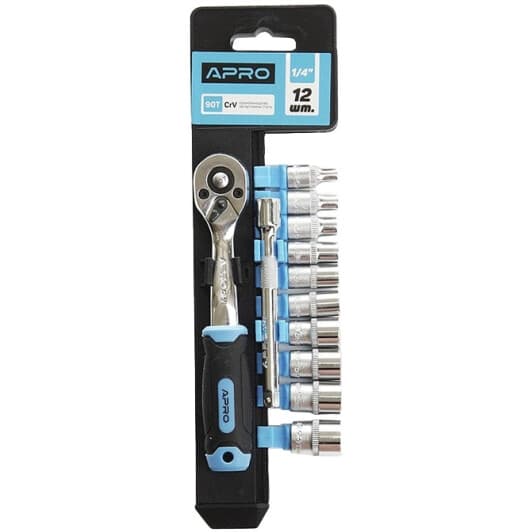 Набір торцевих головок та компонентів Apro 251413 1/4" (12 пр.)