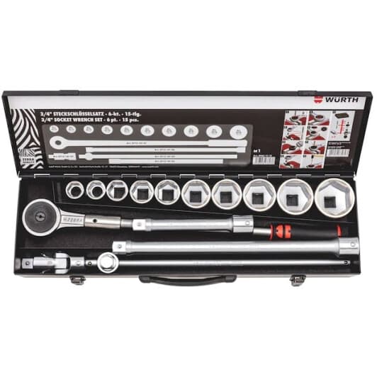 Набор торцевых головок и комплектующих Würth 09651415 3/4" (15 пр.)