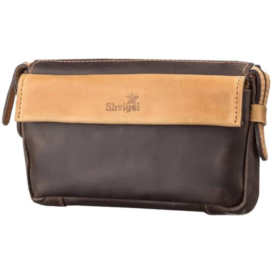 Клатч Shvigel 11086 без логотипа авто коричневый