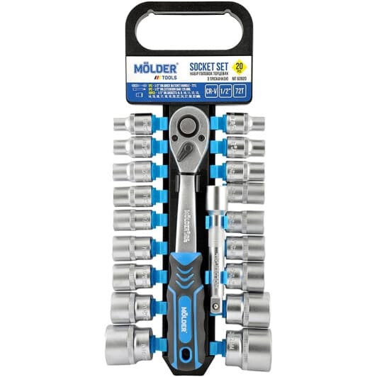 Набір торцевих головок та компонентів Molder MT62820 1/2" (20 пр.)