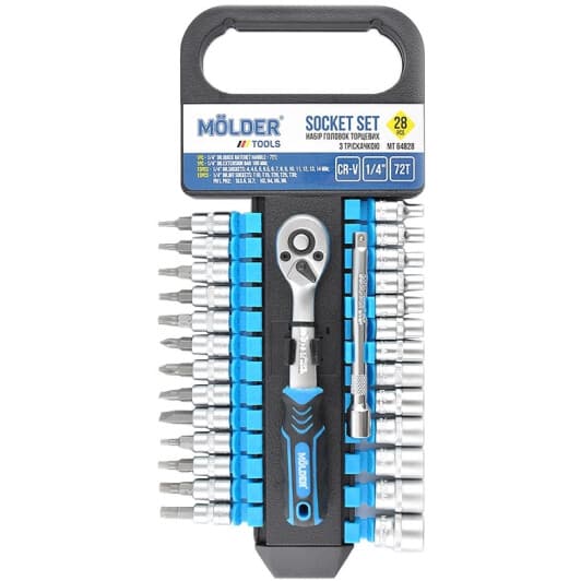 Набір торцевих головок та компонентів Molder MT64828 1/4" (28 пр.)