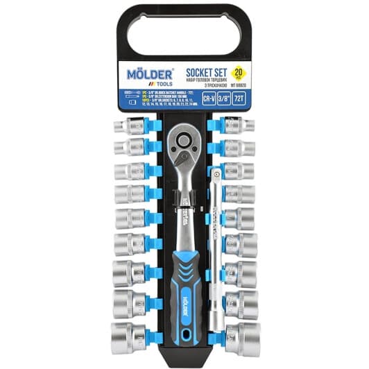 Набір торцевих головок та компонентів Molder MT68820 3/8" (20 пр.)