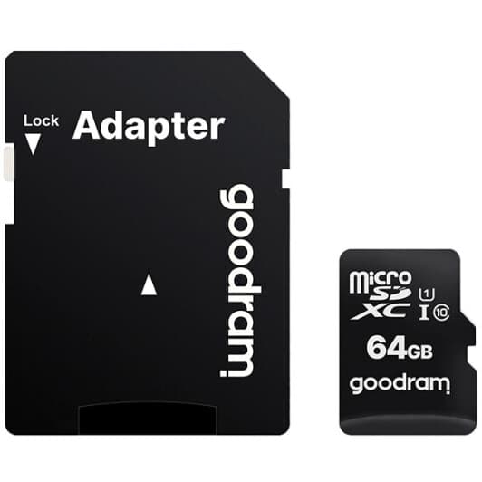 Карта памяти Goodram microSDHC 64 ГБ с SD-адаптером